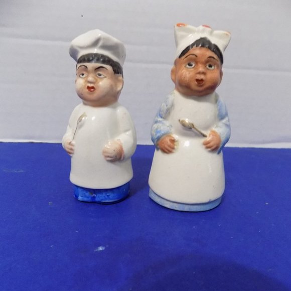 Vintage Black American Bakers Cooks Chefs Salt and Pepper Shakers - Picture 3 of 4